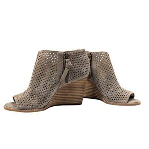 Lucky Brand Womens Brindle Cow Suede Peep-Toe Wedge Ankle Booties Size 7.5M